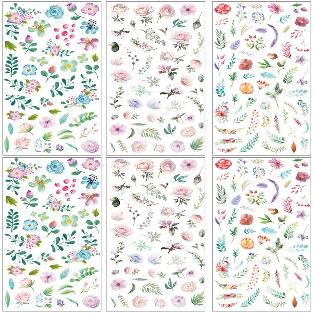 UZYXC 300 Watercolor Flower Stickers
