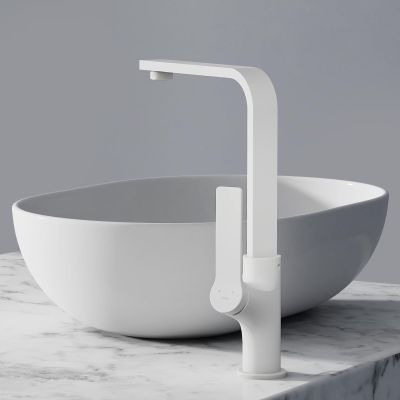 EMKE Matte White Kitchen Faucet, 360° Swivel, Single-Handle