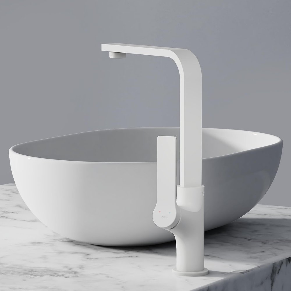 EMKE Matte White Kitchen Faucet, 360° Swivel, Single-Handle