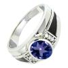 SILVERTROVE Lab-Created Tanzanite Silver-Plated Band Ring view 1