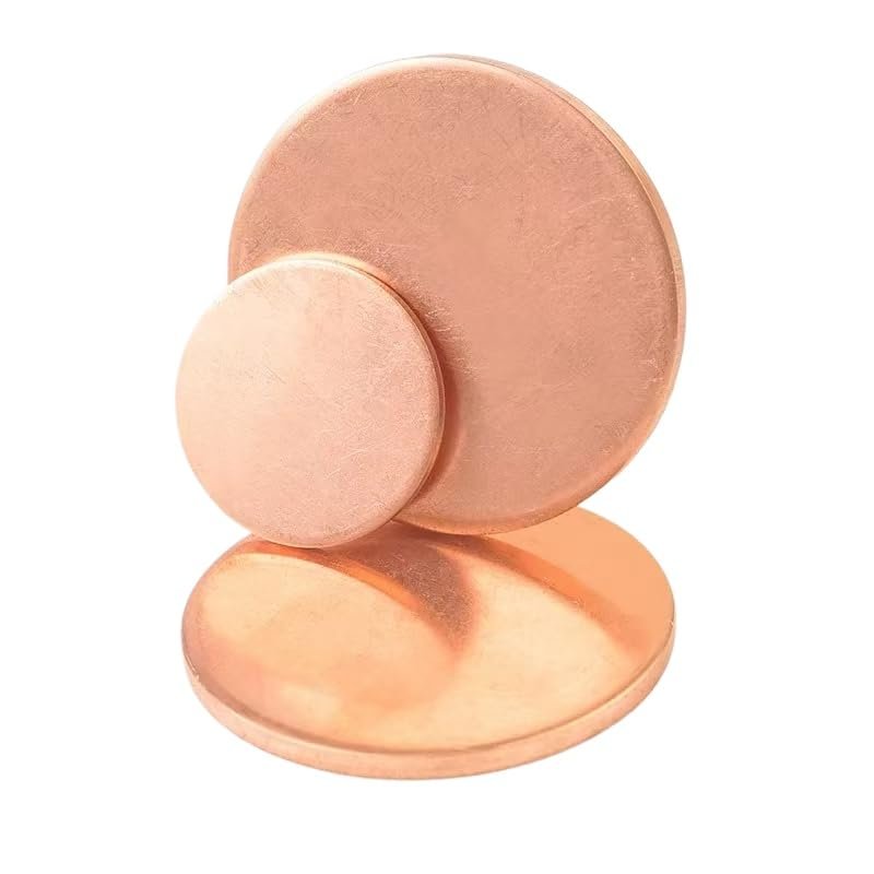 Pure Copper Round Discs, 1–6 mm Thick, 10–300 mm Diameter