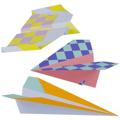 Folat 27802 Birthday and Party Decoration - Colorful Paper Airplanes - Stripetastic - 12 Pack