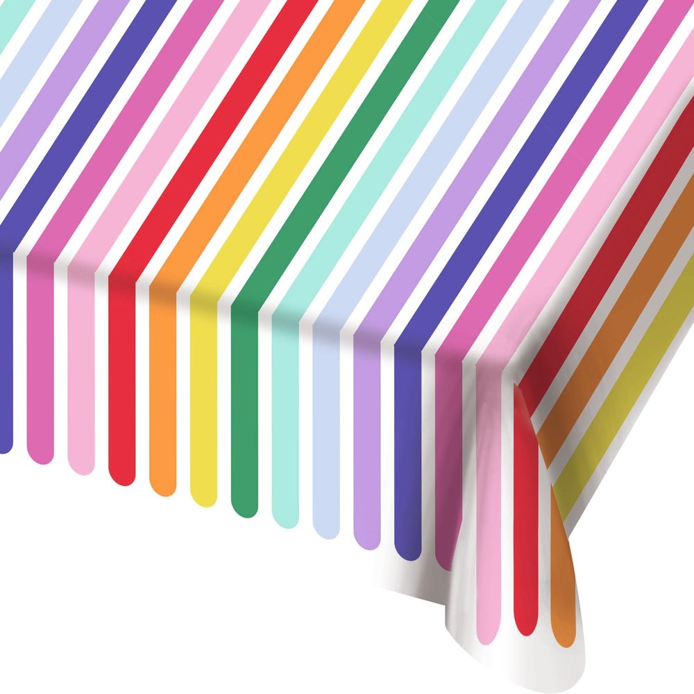 Folat 27770 Colorful Birthday and Party Tablecloth - Stripetastic - 180 x 130 cm