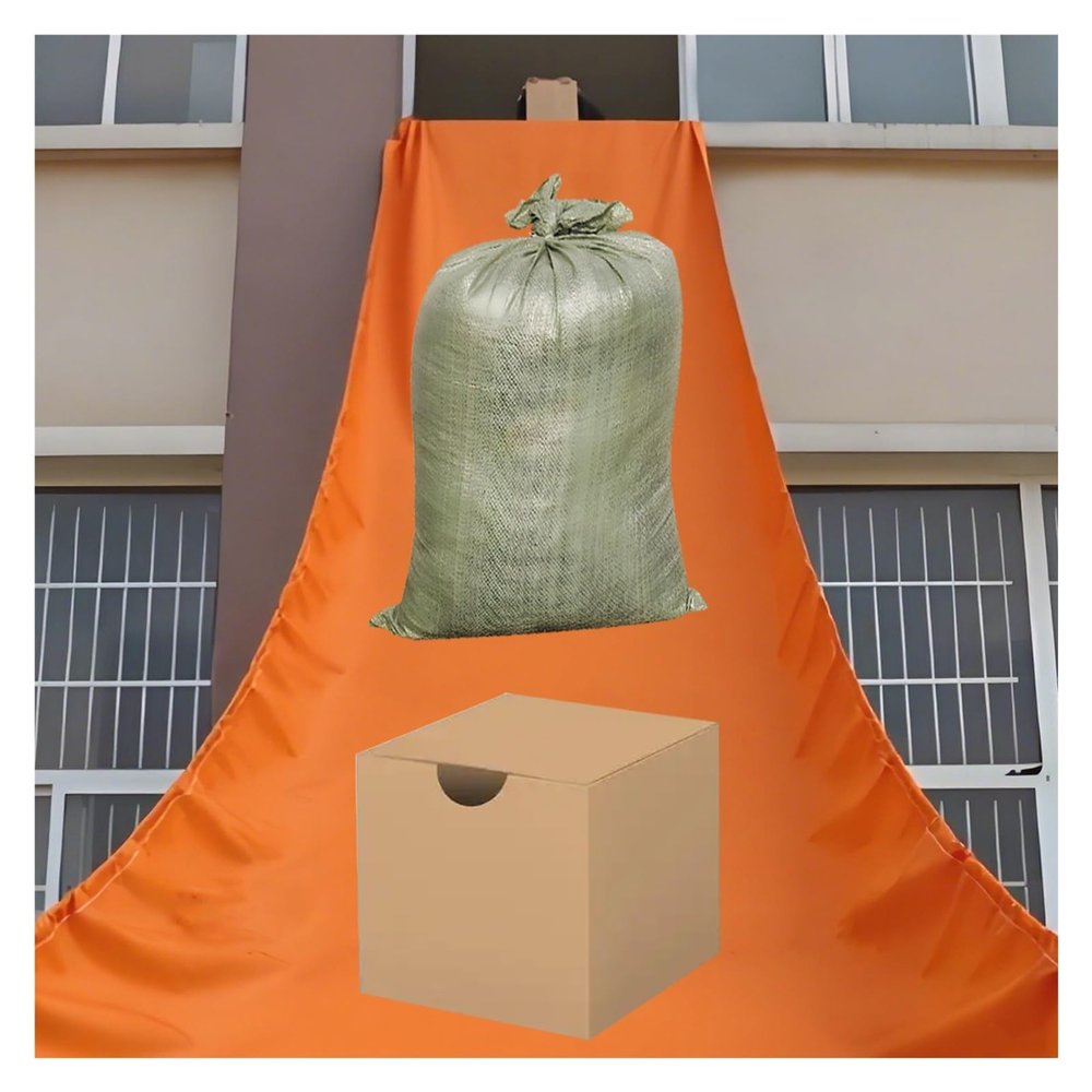 Heavy-Duty Canvas Freight Handling Chute, 60 kg Capacity, 0.7 mm Thick, Orange/Black/Green