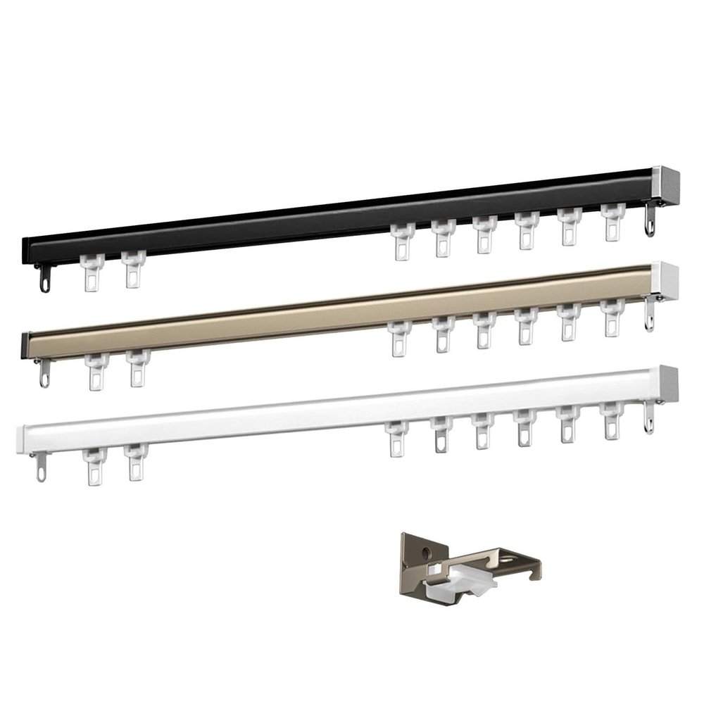 Single-Track Curtain Track 80 cm, White Aluminum, Wall-Mount