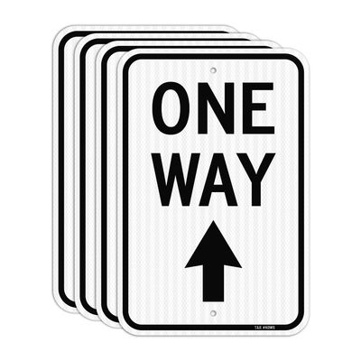 T&R One-Way Sign with Up Arrow, 18 x 12 in (45.7 x 30.5 cm), Reflective Film, Rust-Resistant Aluminum, 4-Pack