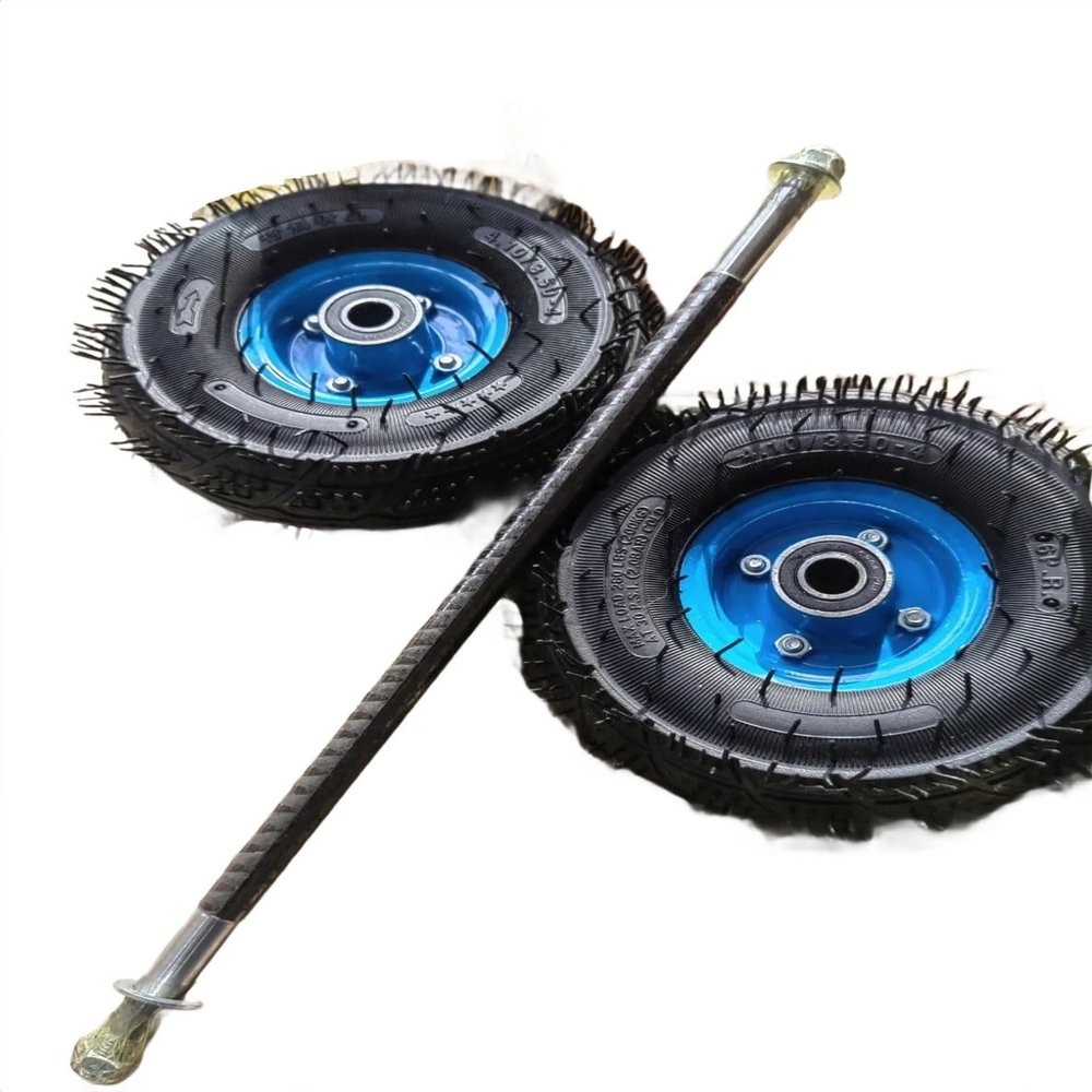 DIY Rubber Caster Wheels for Home Use with 42 cm Connecting Shaft, Flatbed Cart (Set B)