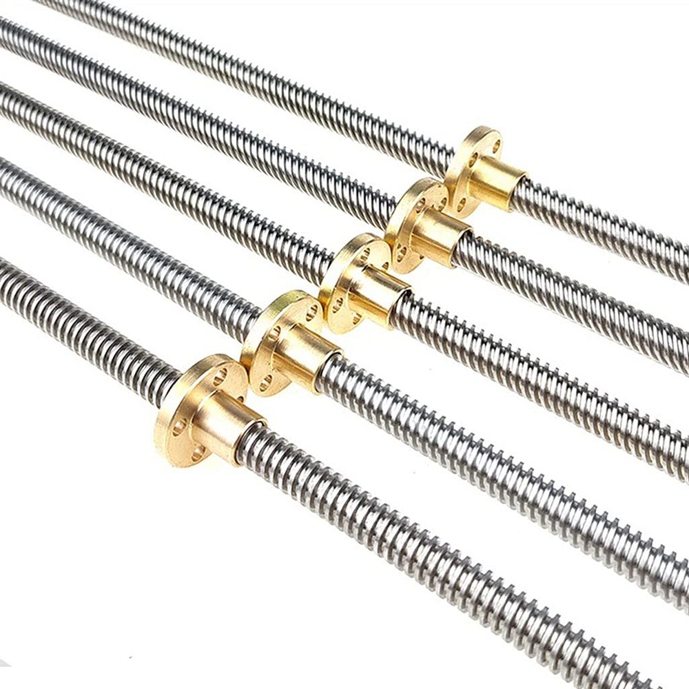 T8 Trapezoidal Lead Screw, Stainless Steel with Copper Nut, 900 mm