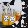 Halloween Straw Toppers - 4-Pack Reusable Silicone Decorations view 2