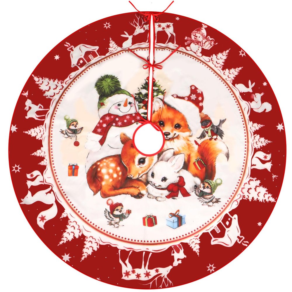 Bigqin Christmas Tree Skirt, 120cm Red