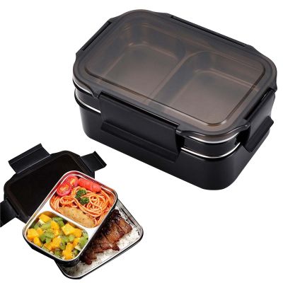1500 ml Stainless Steel Double-Layer Lunchbox with Compartments