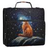 3-Ring Binder with Zipper and Shoulder Strap, Cat Looking at the Stars view 2