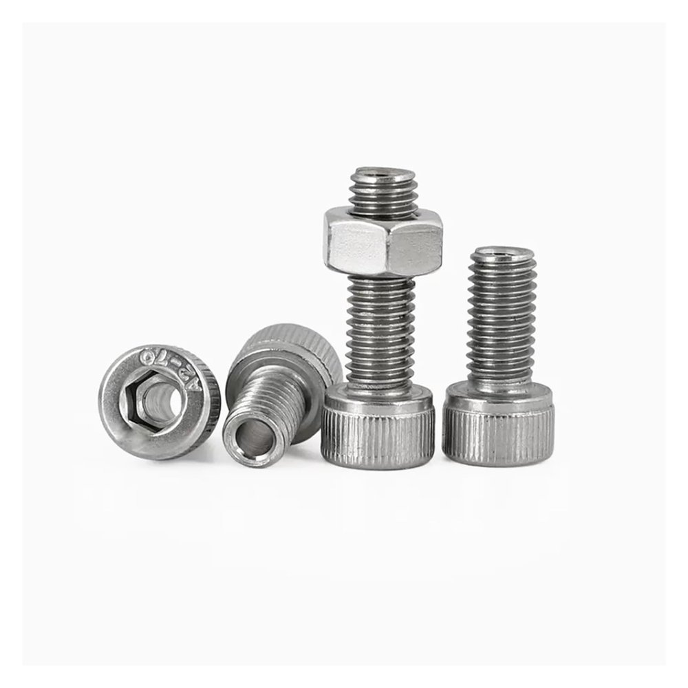 M6 M8 M10 M12 M16 304 Stainless Steel Round-Head Hex-Socket Hollow Screw, Machine-Thread Through-Hole Bolt (5-Piece Set, M12 x 20 x 6.2)