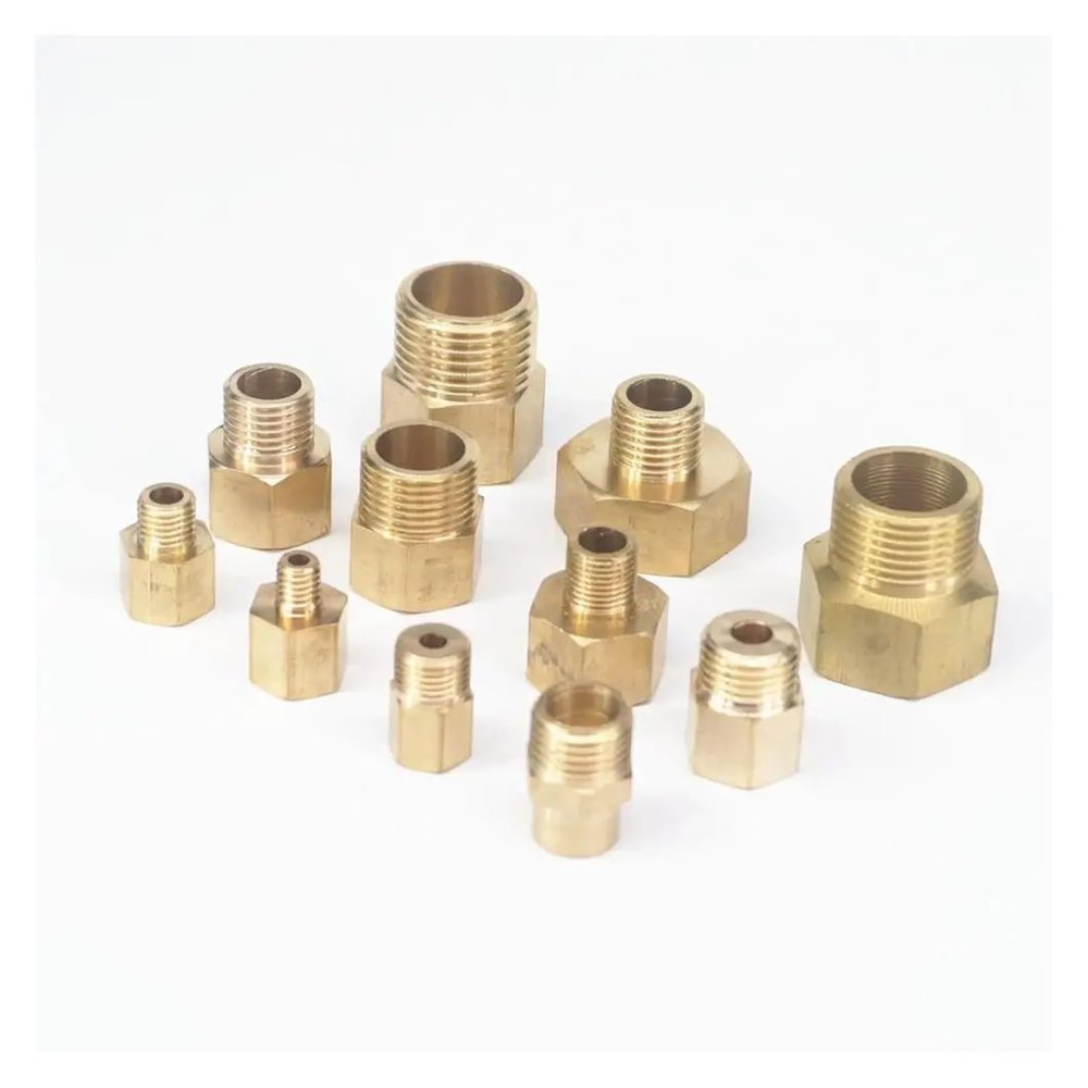 2-Piece 3/8" BSP Male to M14x1.5 Female Brass Reducer Bushing for Pressure Gauges