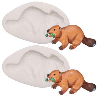 Animal Fondant Molds, Beaver Chocolate Molds, Forest Silicone Molds - 2-Piece Set