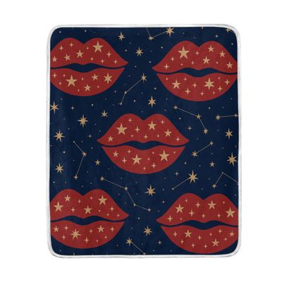 Caihoyu Sofa Throw Blanket, 127 x 152 cm, Girls’ Star Kiss Lips Wallpaper Design