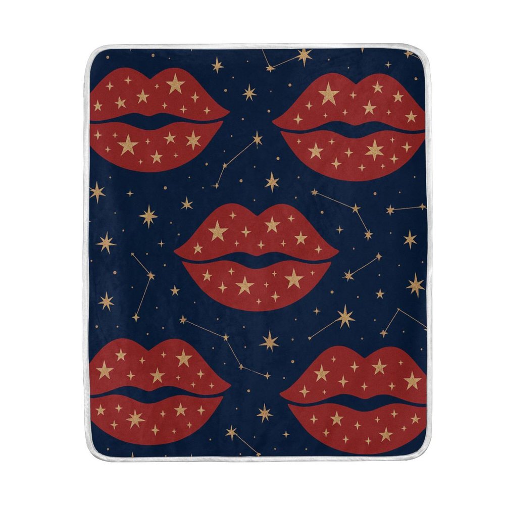 Caihoyu Sofa Throw Blanket, 127 x 152 cm, Girls’ Star Kiss Lips Wallpaper Design