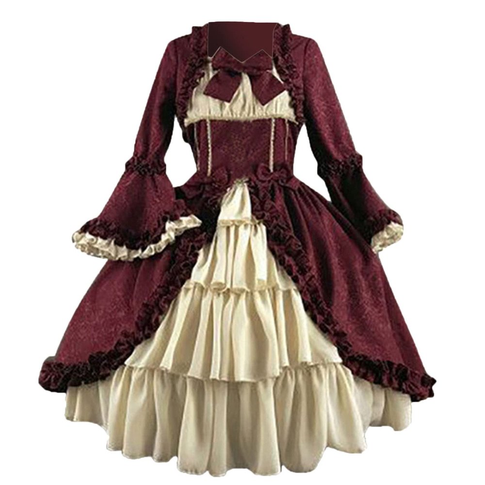 Women's Medieval Renaissance Princess Dress – Victorian Gothic A-Line Maxi Dress