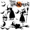 Premium Halloween Window Stickers Set with Witch, Bats & Moon view 1