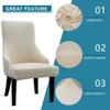 Stretch Wingback Chair Slipcovers, Washable Upholstered Armchair Covers, Fits Dining and Accent Chairs, Living Room Protector, Banquet (D-Beige, 6-Piece) view 3