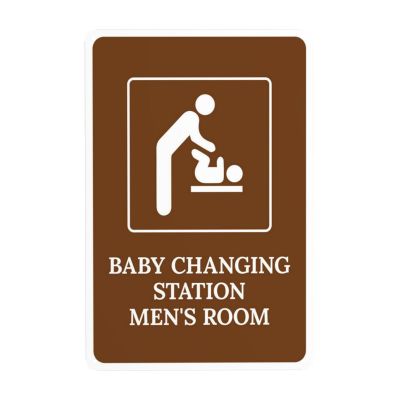Baby Changing Station, Men's Room Safety Warning Metal Sign, 20 x 30 cm