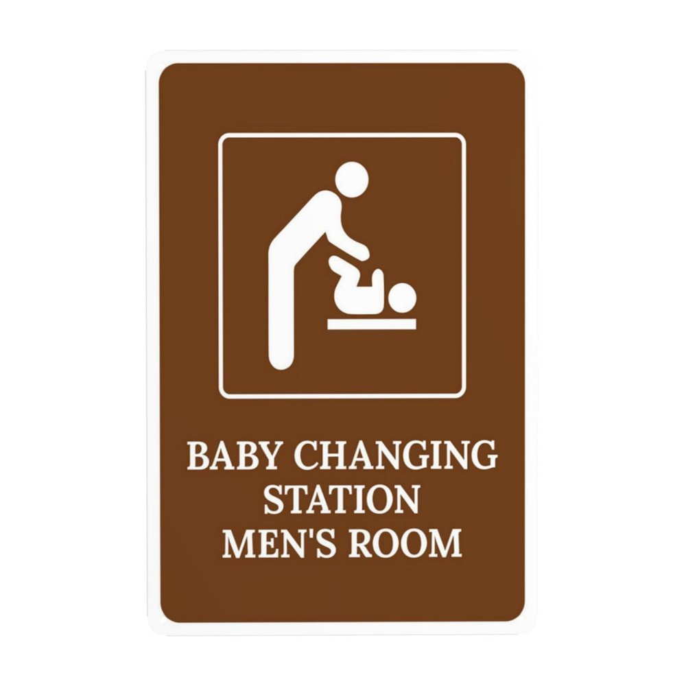 Baby Changing Station, Men's Room Safety Warning Metal Sign, 20 x 30 cm