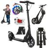 GHBXJX Adult Scooter, 330 lb Capacity, Adjustable Handlebar, Disc & Rear Brakes, Dual Suspension, Foldable, Black view 1