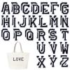52 Black Iron-On Letter Patches, A-Z view 1