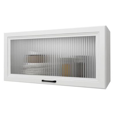 White Wall Cabinet with Glass Door, Aluminum Alloy, for Kitchen and Bathroom, Space-Saving Wall-Mounted Storage, 60 x 30 x 25 cm