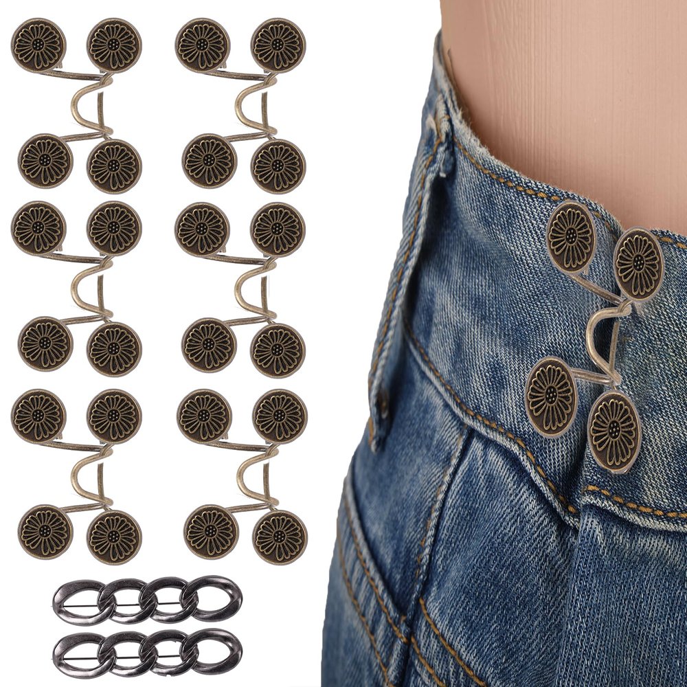 8 Set Waistband Buttons Pins, Zinc Alloy Clips