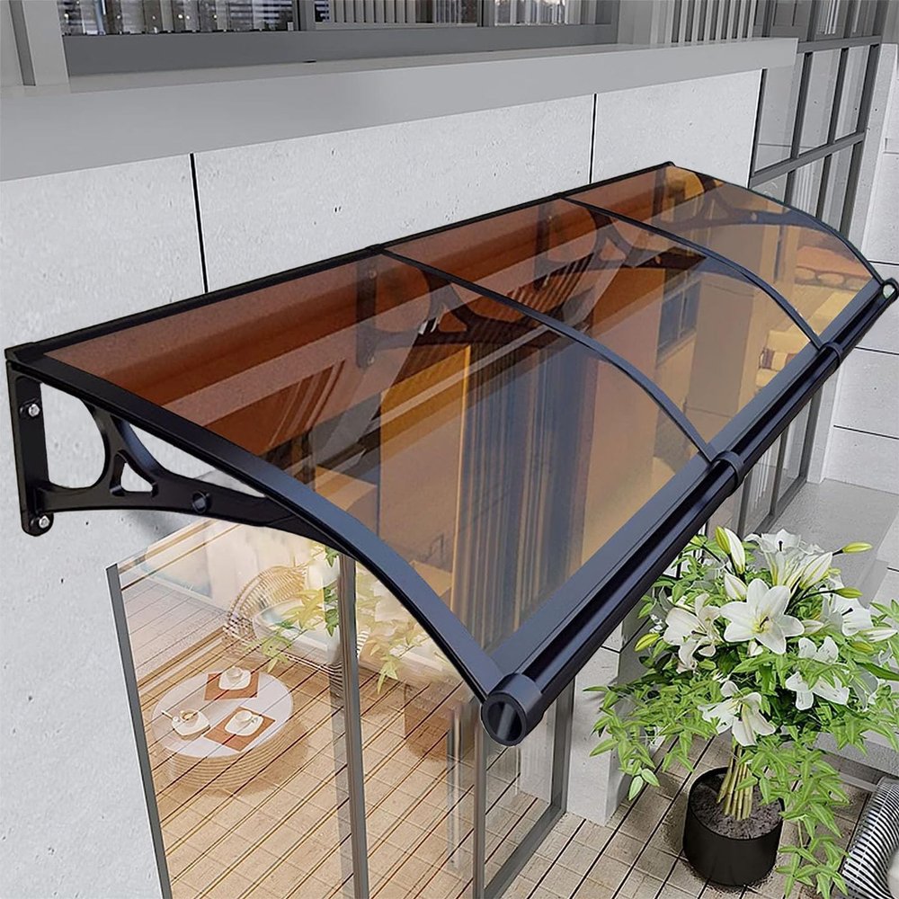 WDFYM UV-Protective Aluminum and Polycarbonate Door Canopy, 60 x 310 cm