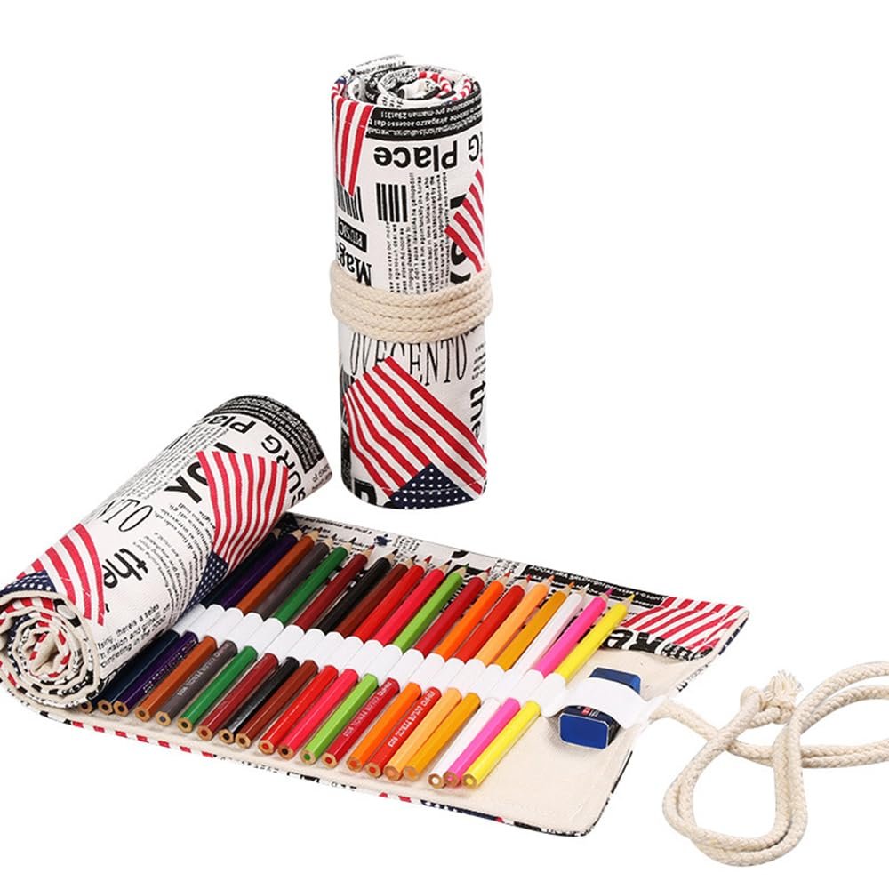 Anevous 36-Hole Canvas Roll-Up Pencil Case