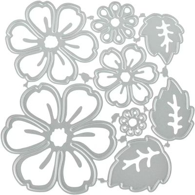 Metal Die Cuts with Silver Flowers, 8 Patterns