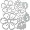 Metal Die Cuts with Silver Flowers, 8 Patterns view 1