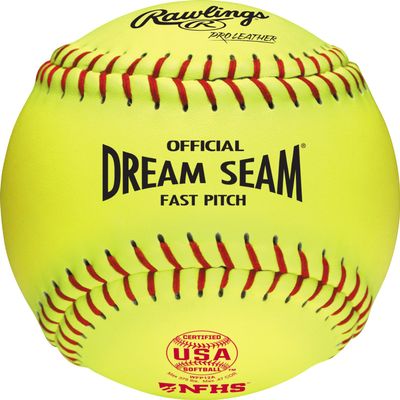 Rawlings Official Pro Leather Dream Seam Fastpitch Softballs, USA/ASA, WFP12USA, 12 in, 12-Pack