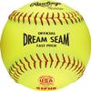 Rawlings Official Pro Leather Dream Seam Fastpitch Softballs, USA/ASA, WFP12USA, 12 in, 12-Pack view 1