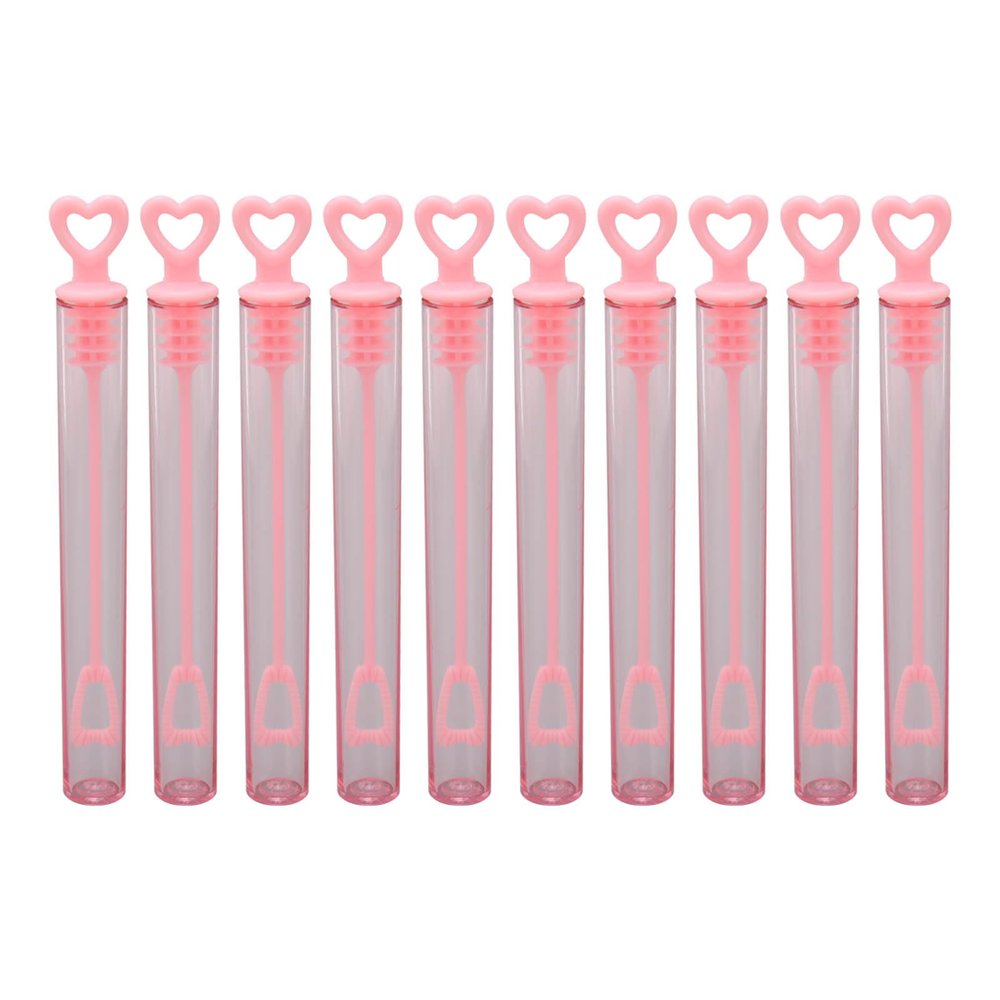Phefop 10-Piece Pink Heart-Shaped Bubble Wands