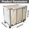 SenhE Laundry Trolley on Wheels, Commercial Laundry Hamper, Large Capacity, Removable Bag, Stainless Steel Frame view 2