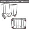 SenhE Laundry Trolley on Wheels, Commercial Laundry Hamper, Large Capacity, Removable Bag, Stainless Steel Frame view 3