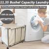 SenhE Laundry Trolley on Wheels, Commercial Laundry Hamper, Large Capacity, Removable Bag, Stainless Steel Frame view 4