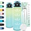 Motswedi Sports Water Bottle, 1,000 ml, BPA-Free, Leakproof, with Time Markers, Off-White/Light Blue view 1