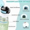 Motswedi Sports Water Bottle, 1,000 ml, BPA-Free, Leakproof, with Time Markers, Off-White/Light Blue view 2