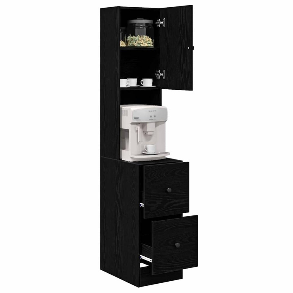 vidaXL Kitchen Cabinet with Shelf Black Oak Effect 32 x 50 x 180 cm