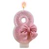 Glitter Birthday Number Candle with Bowknot view 1