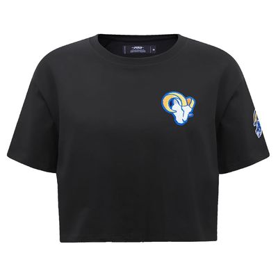 Pro Standard Women's NFL Los Angeles Rams Classic Chenille Short-Sleeve Boxy T-Shirt, Black, 2XL