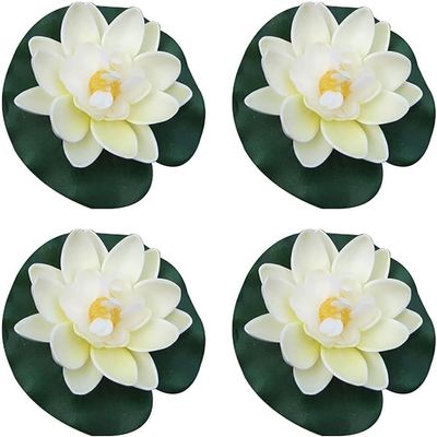 Artificial Foam Lotus Flowers with Lilies, 4 Pieces