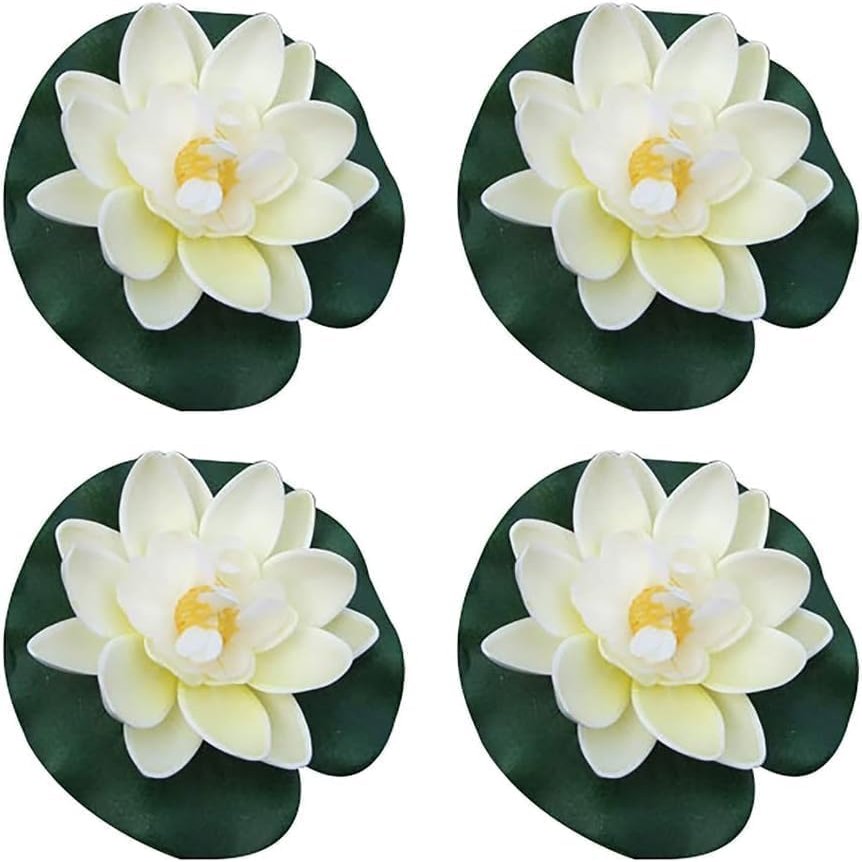 Artificial Foam Lotus Flowers with Lilies, 4 Pieces