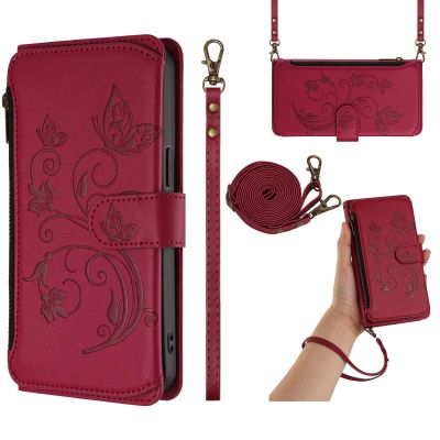 Crossbody Wallet Case for Xiaomi Redmi Note 7/7 Pro, Red