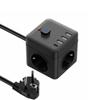 3-Outlet Power Cube with USB-C, 3 m Extension Cable, Black view 1
