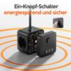 3-Outlet Power Cube with USB-C, 3 m Extension Cable, Black view 4